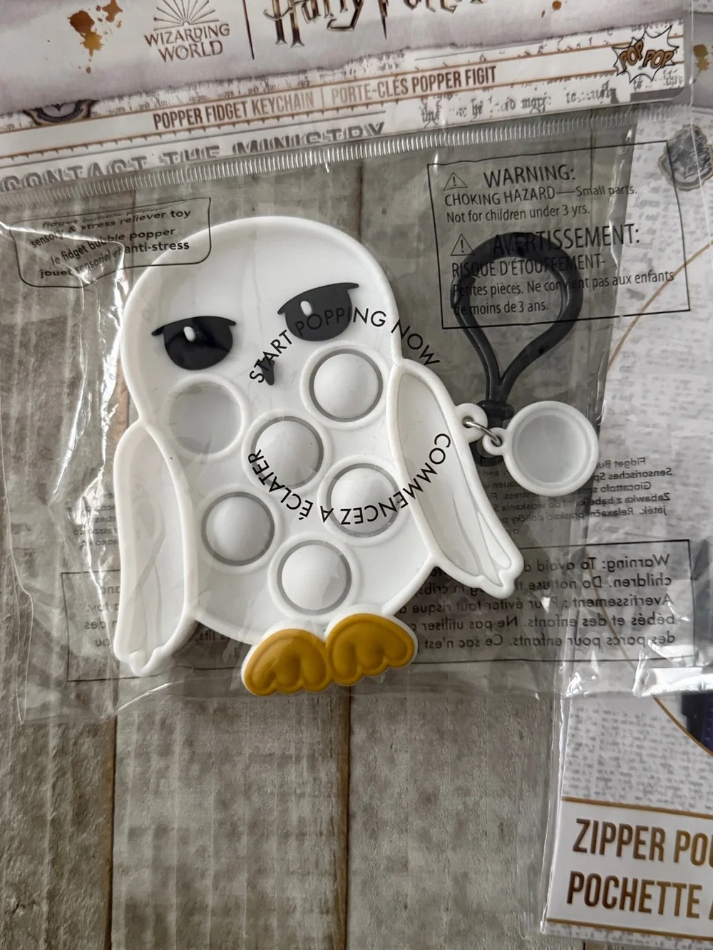 Warner Bros. White Owl Popper Keychain & Happy Potter Navy Zipper Pouch Kit